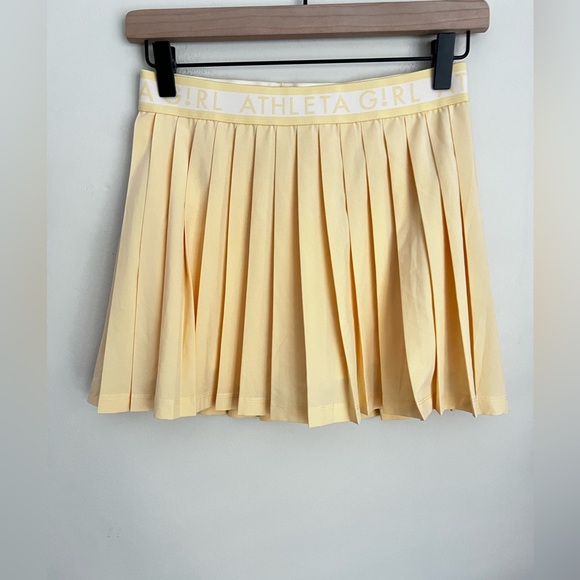 Athleta Girl Skort Girls XL Yellow Pleat Perfect Short Cheer Golf Tennis Dance - Picture 1 of 6